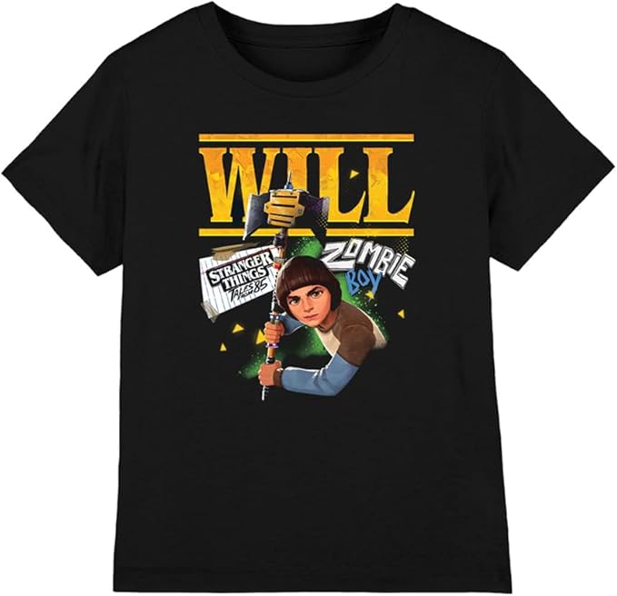 Stranger Things Unisex Kinder Stranger Things Tales from 85 Will Kids T Shirt, Black T-Shirt (1er Pack) 100