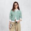 GANT Women's Round Neck Striped Cotton Blend Cardigan