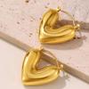 Orecchini a Bottone a Forma di Cuore con Strass Qiong Yao - Accessori in Acciaio Inossidabile Placcato Oro 18K