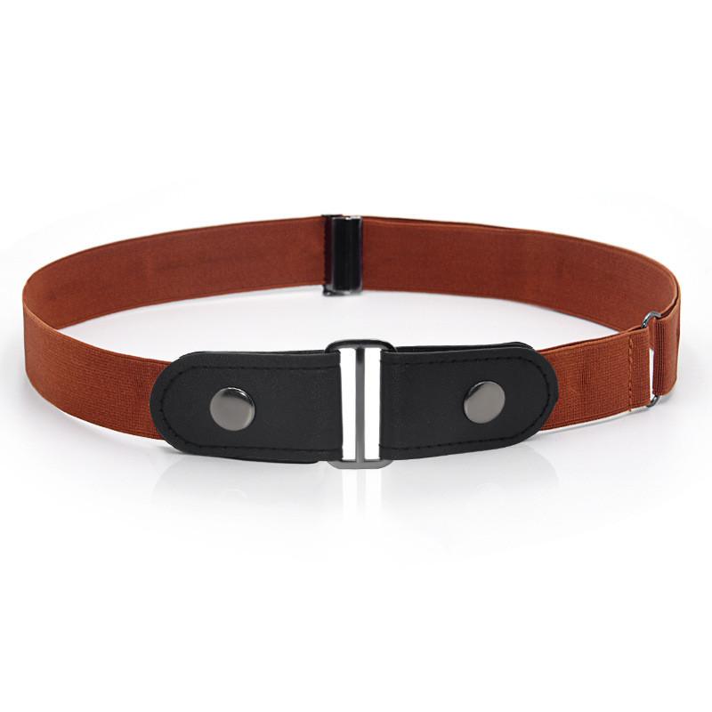 Leather Elastic Belt For Men And Women With Metal Buckle And Adjustable Fit