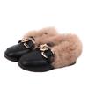 2025 autumn and winter new girls fluffy shoes baby velvet Doudou princess shoes soft sole children's rabbit fur warm cotton shoes