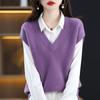 Womens V-Neck Knit Vest Loose Batwing Sleeveless Sweater Top Solid Color Casual Winter