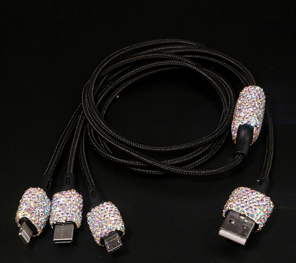 Diamond-Inlaid Dual USB Fast Car Charger with Smart Multi-Function Adapter