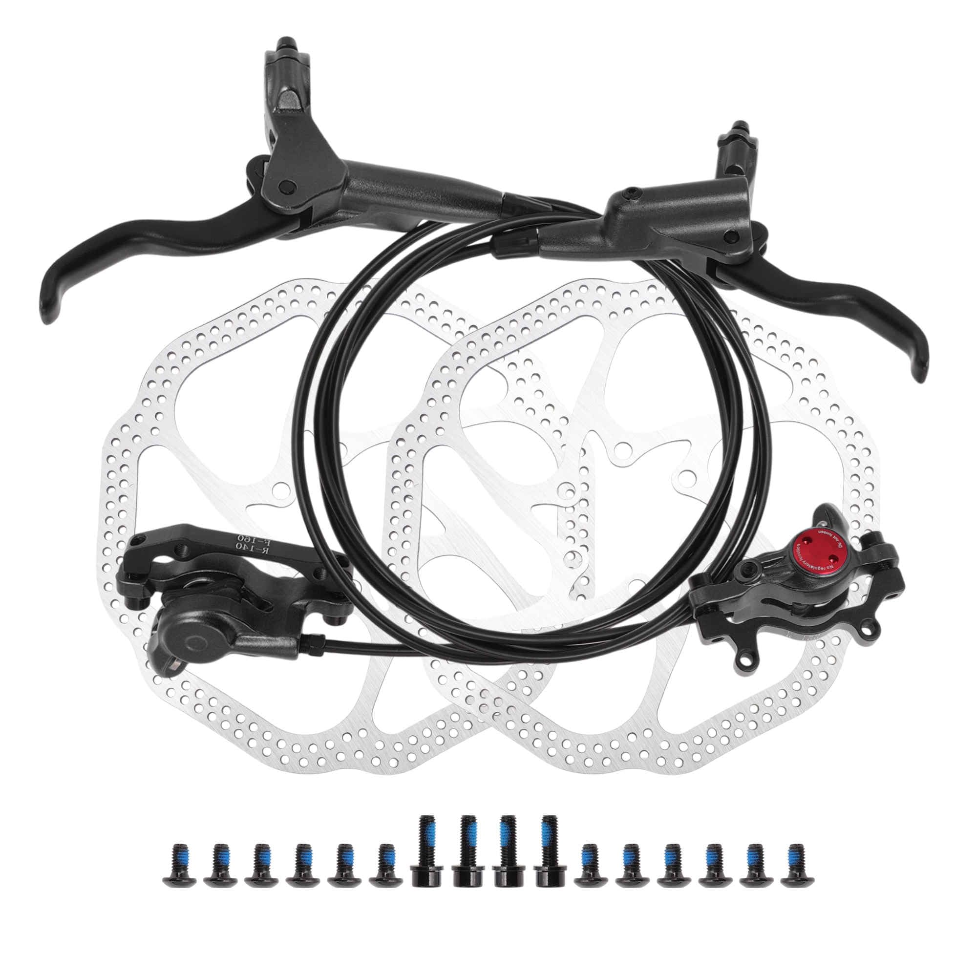

BULLSPANN Bicycle Brake Levers Disc Brake Kit Front and Rear Set with 160mm for Road Bicycle Black Rotors, 850mm/1450mm Cables, Bikes/MTB,