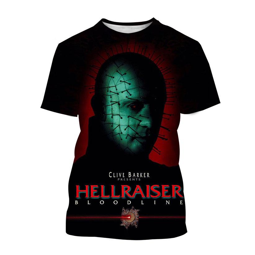 Zomer Hellraiser Horrorfilm 3D Print T-shirts Streetwear Mannen Casual Oversized Ronde Hals Korte Mouw T-shirt T-shirts Tops Kleding