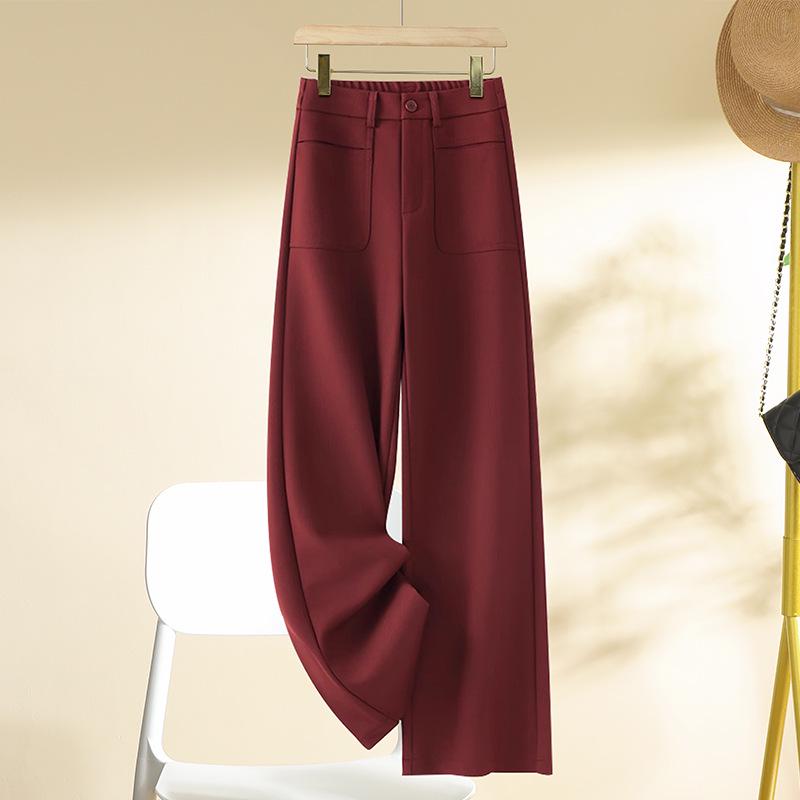 

Женские серые брюки палаццо из тенселя и шерсти - Коллекция Осень/Зима 2024, Повседневный драпирующийся костюмный стиль 31 (135-145 lbs) красный