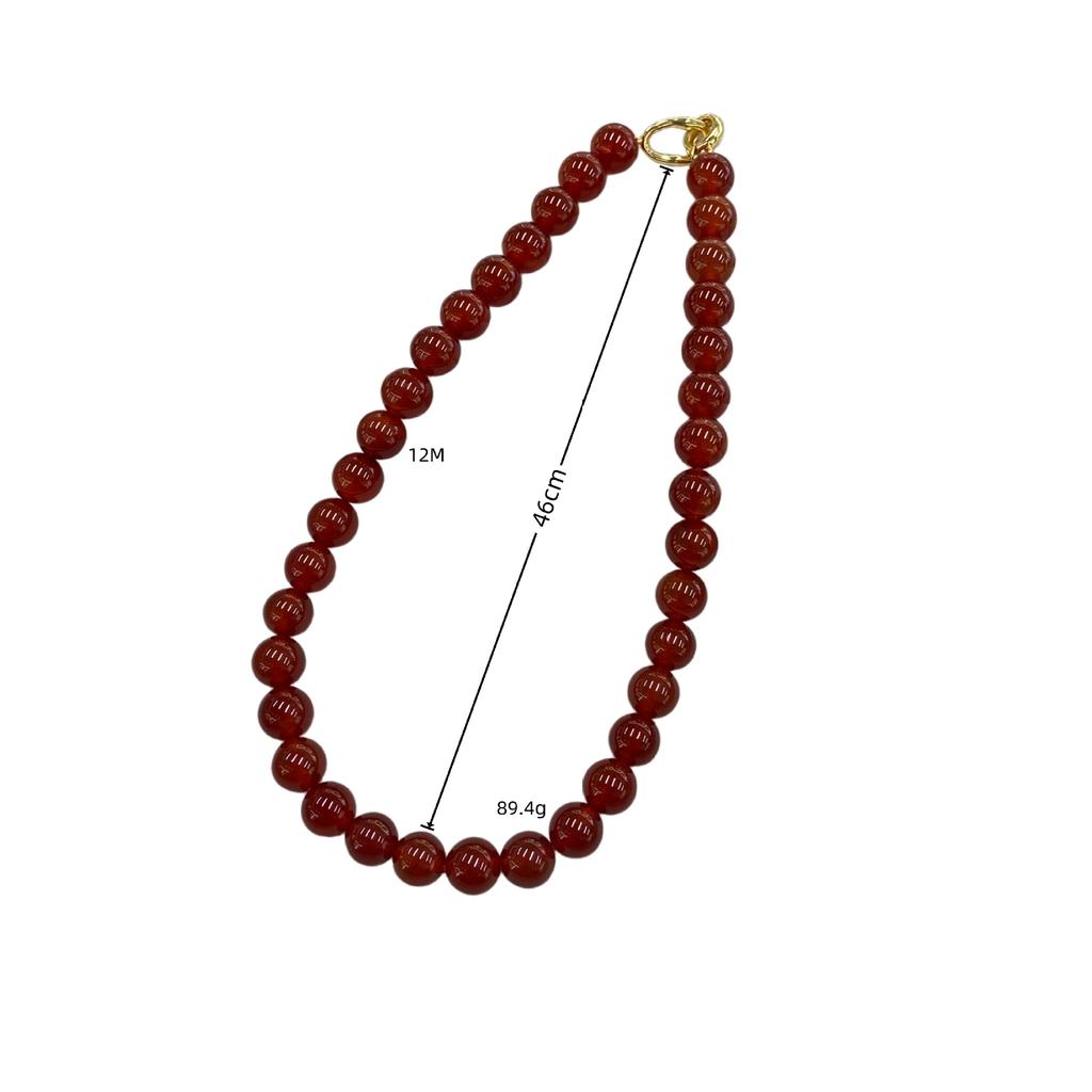 12M Agate Chain Necklace Women'S Versatile High-End Sense Niche Sweater Chain Beaded Collarbone Neck Chain New Chinese Jewelry