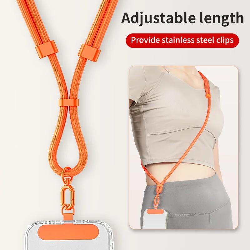Phone Braided Rope Adjustable Lanyard Detachable Neck Cord Outdoor Universal Crossbody Strap Card Clip for Mobile Phone Case