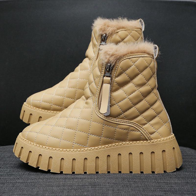 Snow boots new winter velvet thickened Martin boots short boots non-slip student cotton shoes 35 хаки