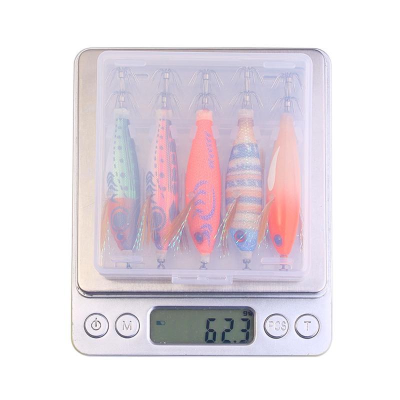 1/5/10Pcs Horizontal Squid Jigs Luminous Cuttlefish Lure Plated Jigging Baits Sea Fishing Artificial Shrimp Hook