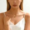 Stainless Steel Bowknot Jewelry Set Tarnish Free, Women's 3pcs Necklace Bracelet Stud Earrings, Beaded Chain Minimalist Jewelry