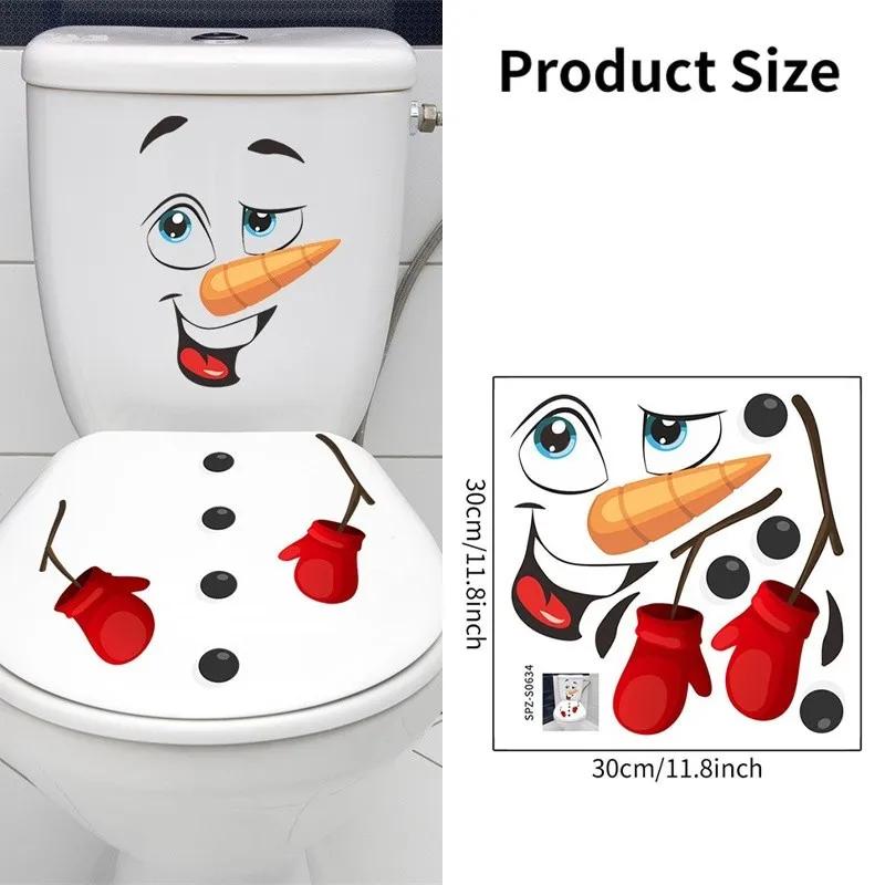 

Snowman Christmas Toilet Stickers PVC Self-adhesive Waterproof 5 Types Wall Sticker Bathroom Decals Mural for Xmas Decoration