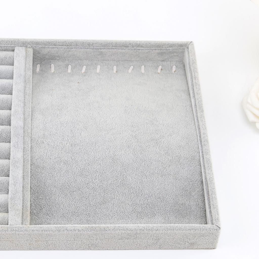 Sametový podnos na šperky Vynikající držák na šperky Přenosný organizér na prsteny, náušnice, náhrdelníky Úložný box Organizátorové podnosy