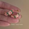 Romantic French Drip Glaze Rose Earrings: Elegant, Trendy, Fairy-Inspired Hoops