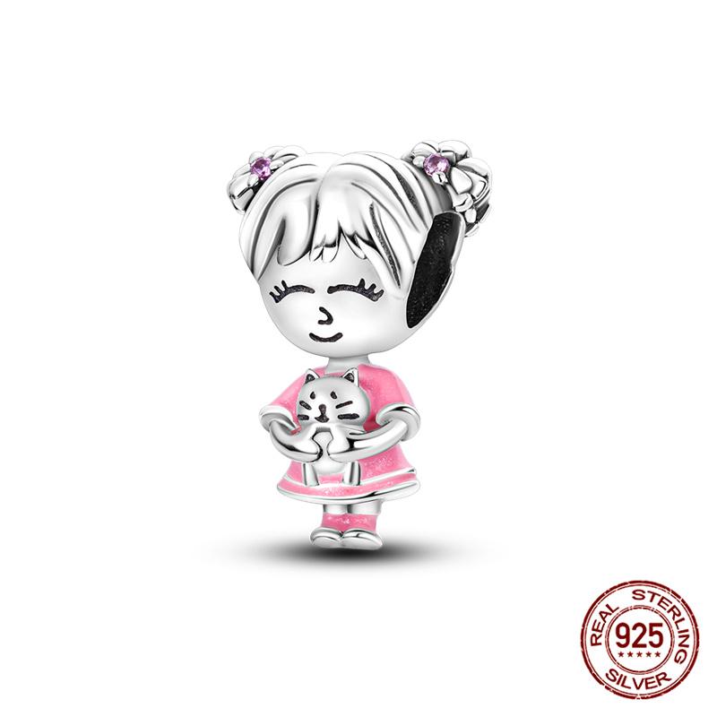 Fit Charms Fororiginal Bracelet Diy Pink Ponytail Little Girl Boycopper Jewelry Making For Women Giftnew