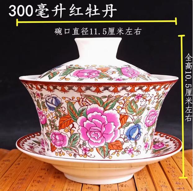 Jingdezhen-blue and white ceramic bowl, large gaiwan, eight treasure tea bowl, household cover