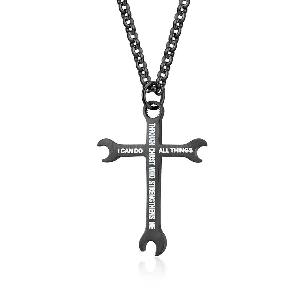 2026 Wrench Cross Necklace Fashion Trend Men, Cross Pendant Accessories