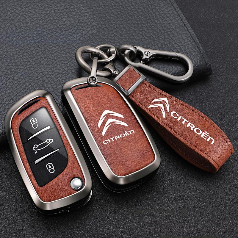 Zinc Alloy Leather Key Case Cover Protector Shell For Citroen C1 C2 C4 C5 C3 C4L C8 Berlingo Xsara Picasso C-ELYSEE JUMPY NEMO