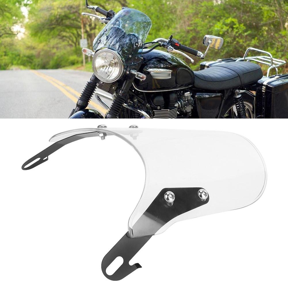 Windscreen Wind Deflector Motorcycle Suits 5 7  Round Headlights Windshield for YAMAHA(White)