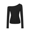 High-Quality Retro French Off-Shoulder Long Sleeve Women's T-Shirt