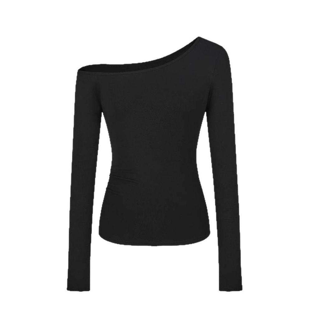 High-Quality Retro French Off-Shoulder Long Sleeve Women's T-Shirt