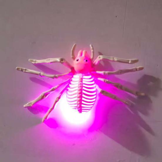 Halloween Glowing Light Realistic Skeleton Spider Shape Ornament with LED Light Portable Lightweight Halloween Decoration