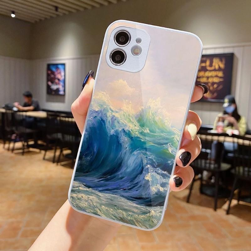 Cool Painting Art Phone Case For IPhone 14 13 12 11 Pro Max X XR XS 8 7 Plus Liquid Glass Color Phone Cover