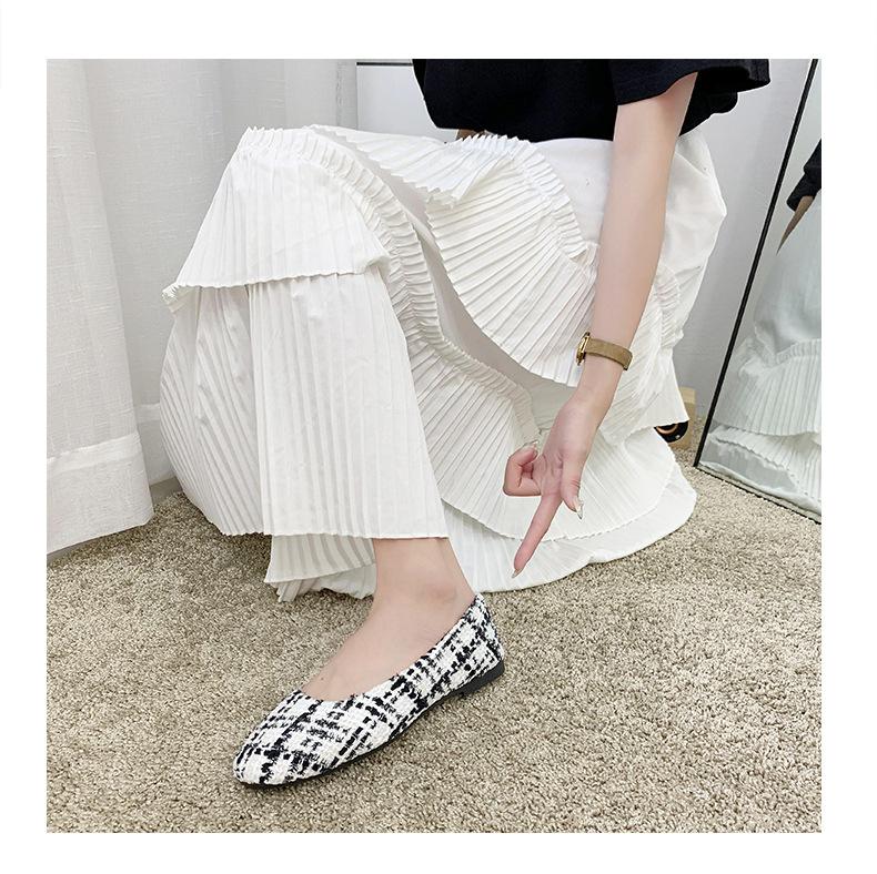 Damen Mädchen Einfarbig Große Größe Slip On Flache Flache Komfort Casual Plaid Einzelschuhe