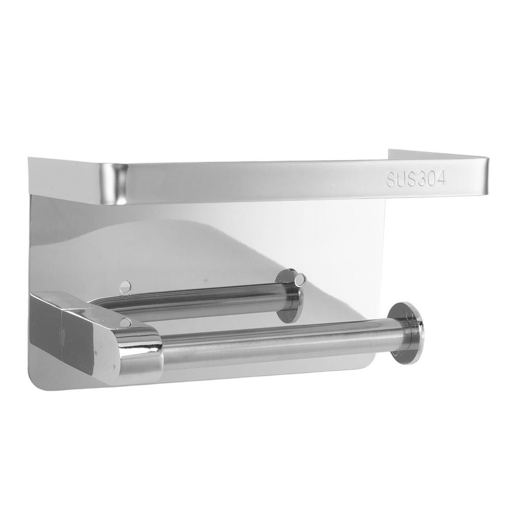 Toilet Paper Holder with Shelf Stainless Steel Minimalist Style Wall Mounted Waterproof Toilet