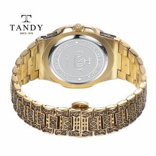 [TANDY] TANDY Engraved Line Men's Metal Watch T-6295