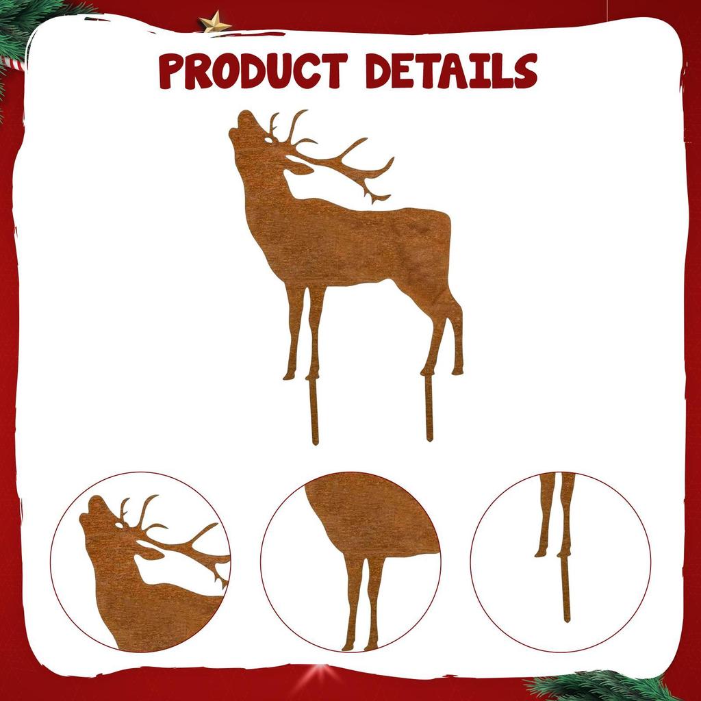 Garden Stake,Ornament,Standing,Yard Sign,Reindeer Metal Silhouette,Christmas Decoration,for Xmas,Lawn,Courtyard Pathway Outdoor