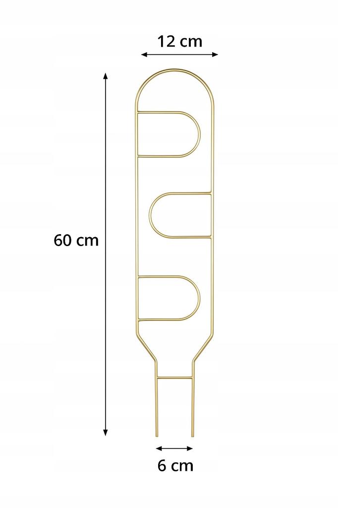 Gold Metal Support for Climbing Plants Portale 60cm - Elegant Ladder for Flowers in Glamorous Style, Modern Gold Support Frame for Monstera