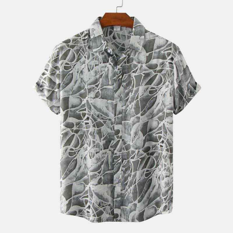 Men's Summer Hawaiian Casual Fashion Social Beach Style Short Sleeve Oversized Flower Print Loose Vintage Resort Shirt Chinese