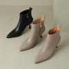 Temperament spisse høyhælte korte støvletter dame 2024 høst og vinter franske ankelstøvletter tynn hæl glidelås i siden tynne støvletter