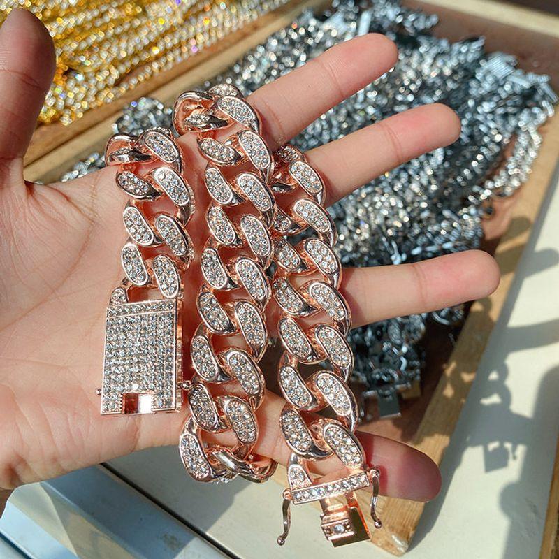 European Hip Hop Domineering 20mm Exaggerated Cuban Full Diamond Necklace Male Daikin Chain Miami Fashion Classy Cuban Link Chain