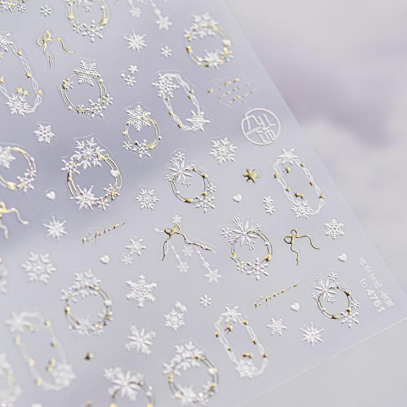 

Gilding Snowflake Circle Nail Sticker New Arrival Relief 3D 3D 5D Christmas Internet Celebrity Ins Nail Sticker Decorations New gilded crystal snowflake 4761