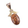 Natural Maryam Jasper 925 Solid Sterling Silver Gift TwoTone Pendant 1.75" L1f82