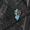 Stylish Halloween Witch Skull Brooch with Blue Drip Oil Design