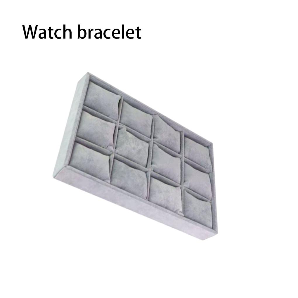 Velour Linen Bracelet Box Watch Stud Tray 12 Grid Plate with Pillow Home Organization Jewelry Multifunction Case