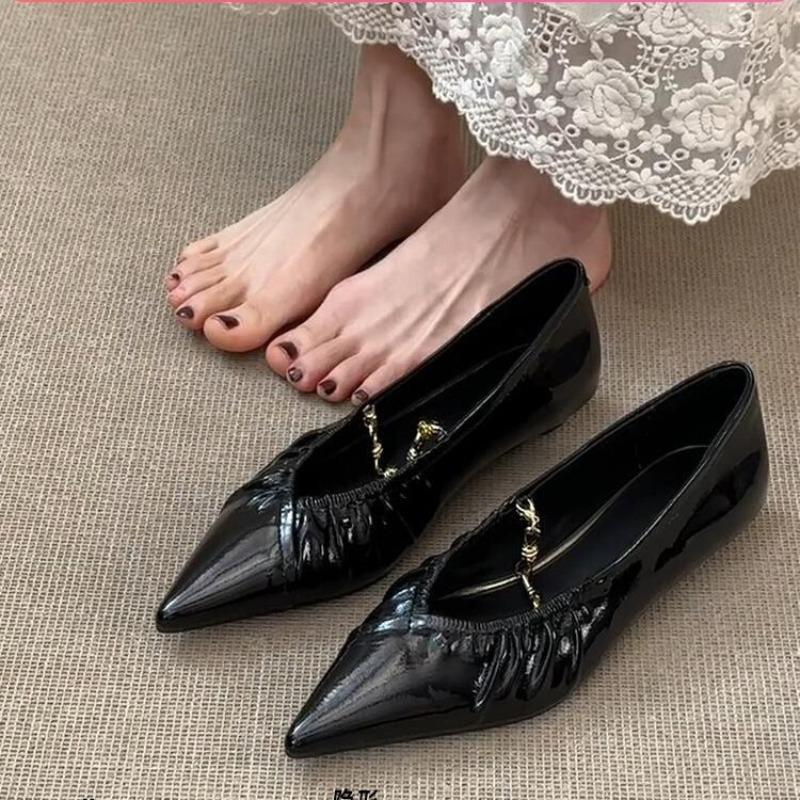 Flat-bottomed Insole Pointed-toe Small Single Shoes for Women's Commuting Style Grandma Shoes