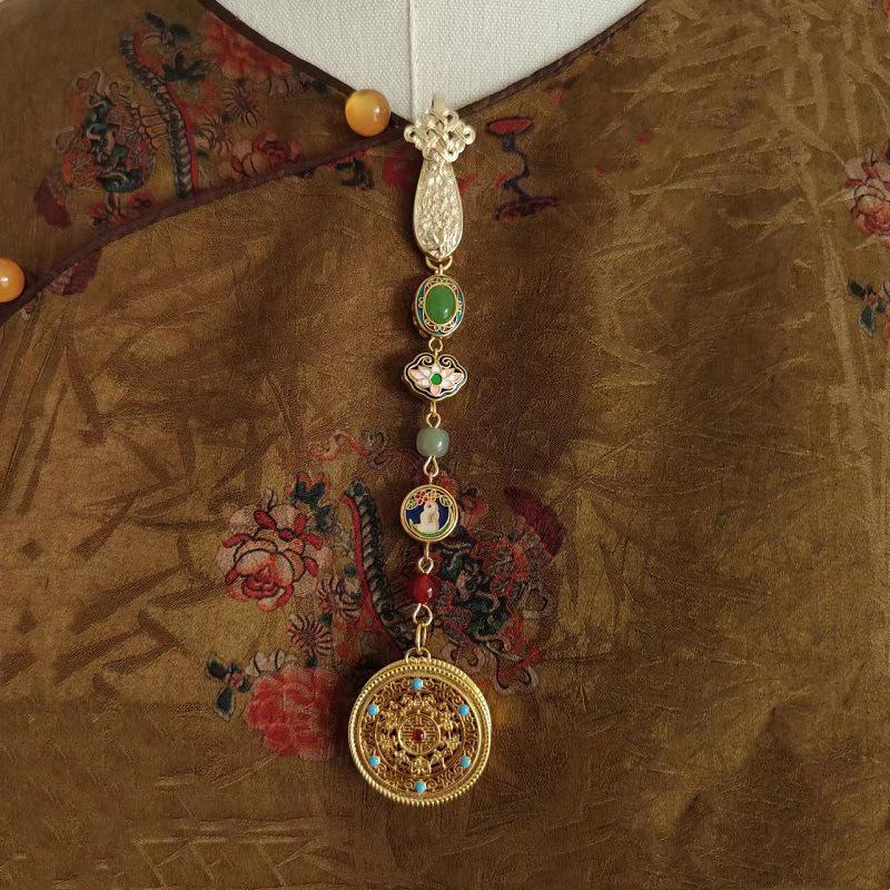 Imitationsperle Damen Hanfu Ornament Schmuck Langer Hängender Quaste Cheongsam Accessoires Legierung Cheongsam Gepresstes Revers