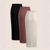 Women's Elastic Waist High-Waist Midi Skirt - Solid Color, Slimming, Loose Fit, Hip-Wrapping Design, Sporty & Long for Autumn/Winter