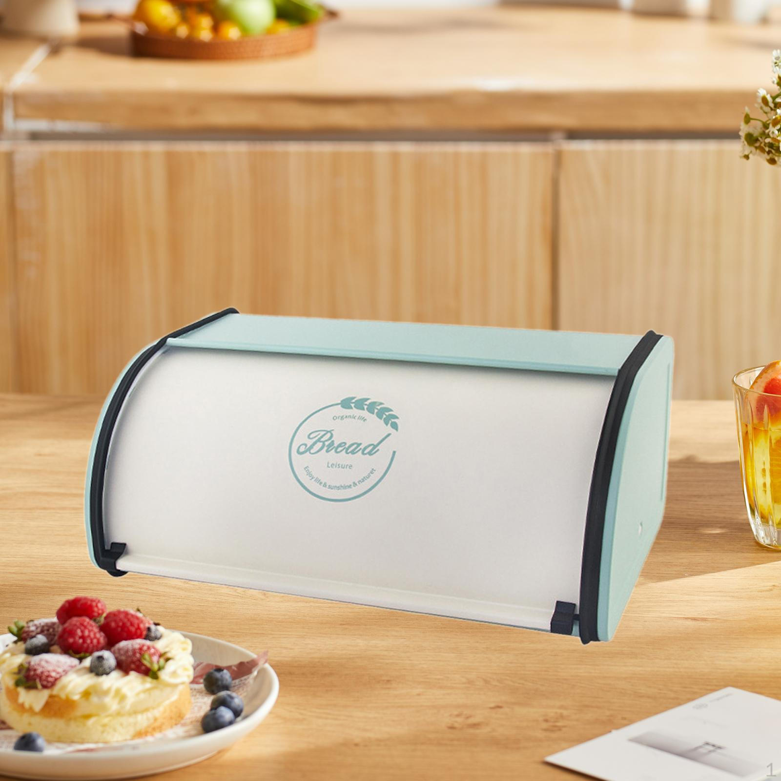 

Железная хлебница, контейнер для выпечки с крышкой-ролл-топ, держатель для хранения для домашнего хозяйства White Green L