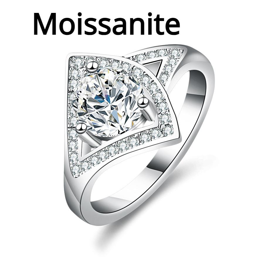 D Color Moissanite Diamond Ring Women's Silver Ring Small Skirt Fan Ins Diamond Ring Engagement Ring Wedding Ring Gift for Girlfriend