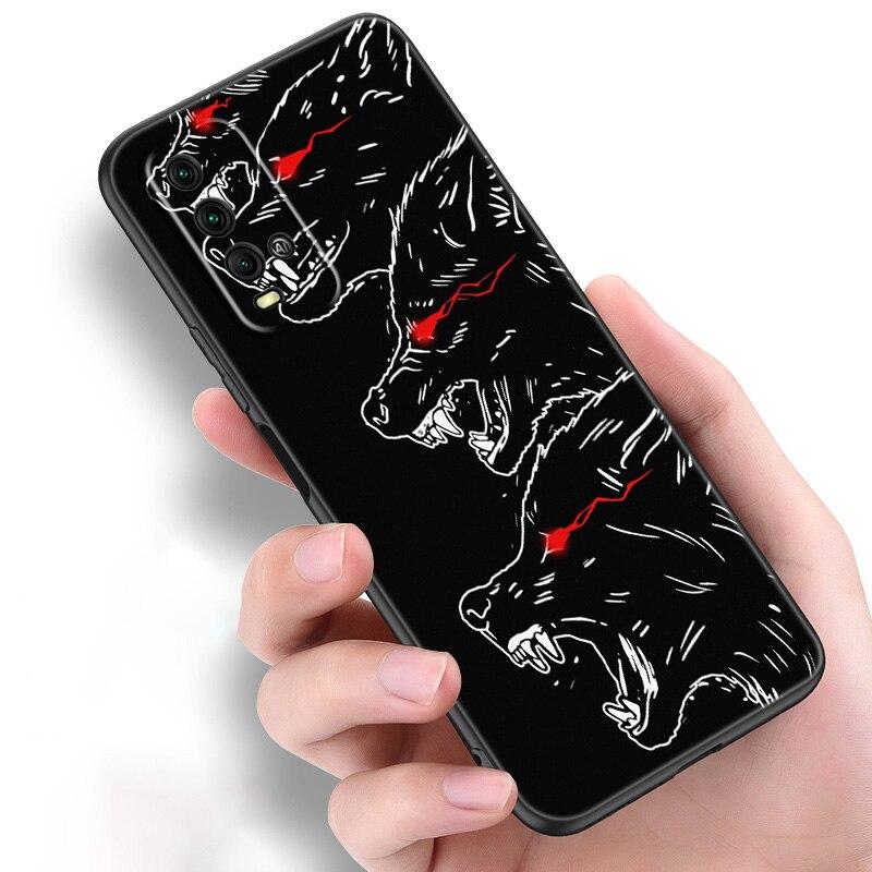 Tier Wolf Kunst Silikon Telefon Fall Für Xiaomi Redmi Hinweis 11 10 9 8 Pro 11T 10T 10S 9S 8T 9 9A 9C 9T Schwarz Soft Cover Coque