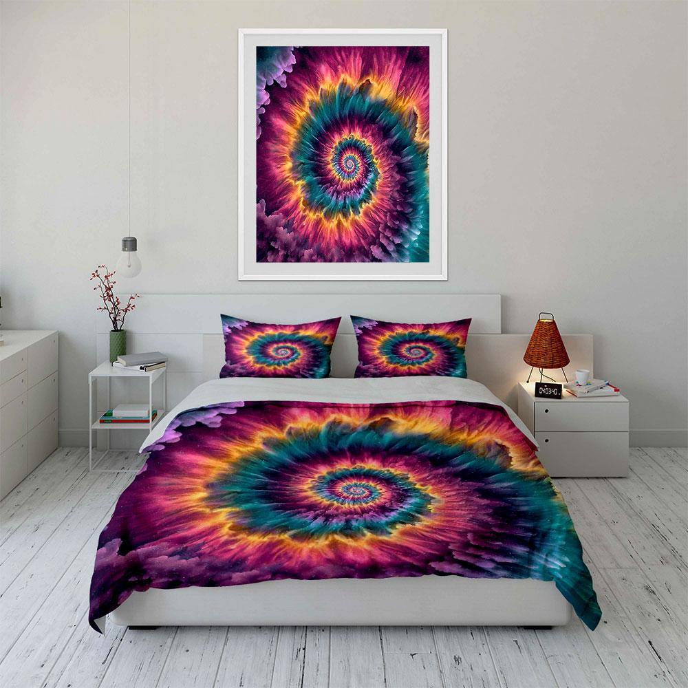 Psychedelic Spiral Art Set Design Kid'S And Adults' Bedroom Decor, Exquisite Three-Piece Bedding Set Gift