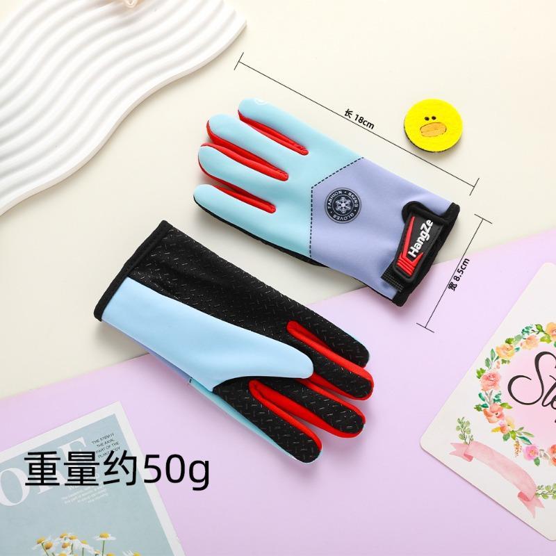 Children's gloves autumn and winter velvet warm students boys and girls thickened cycling windproof outdoor cycling cold-proof gloves
