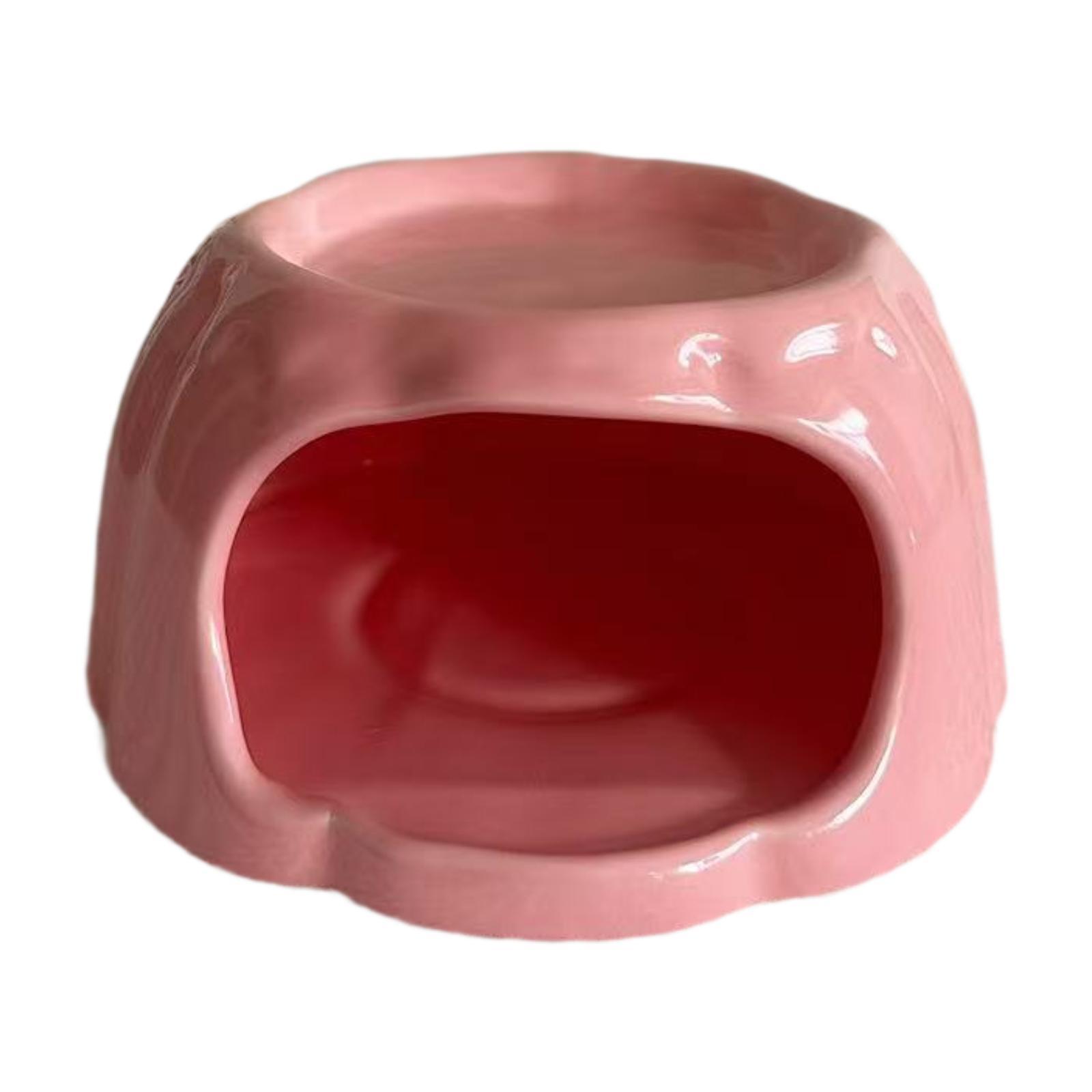 

Small Animal Pudding Shape Ceramic Hamster House Hideout Food Bowl for Cage Decor and Bedding