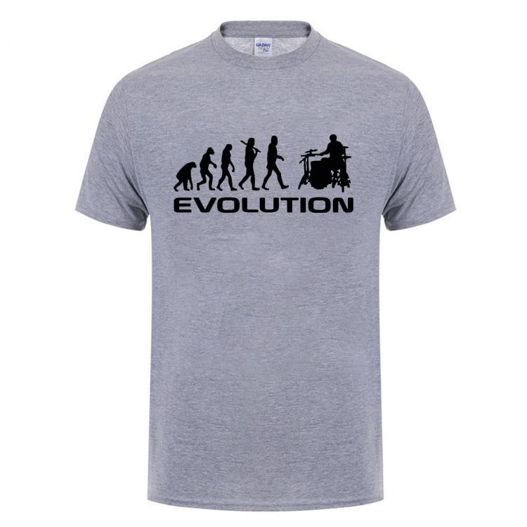 Cool Music Humor Drums Evolution T Shirt Funny Birthday Gifts For Unisex Male Drummer Summer Short Sleeved O Neck Cotton Tshirt