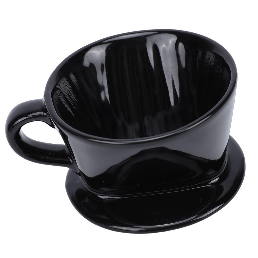 Keramik Pour Over Kaffeefilter 3 Löcher V-Form Manuelles Brühgerät Keramik Einzelbecher für Zuhause Restaurant Café Schwarz 1 2
